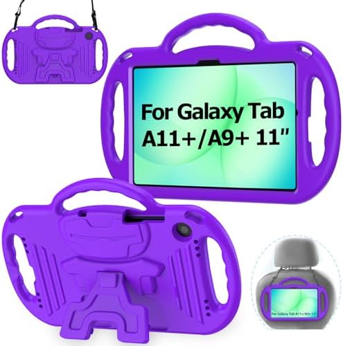 AVAWO Kids Case for Samsung Galaxy Tab A11+ Plus/A9+ Plus 11 Inch Case, with Strap, Shockproof Lightweight Handle Stand 2025/2023 Model with Lanyard, Purple