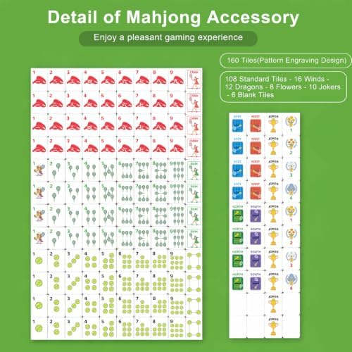 Tennis-Themed Engraved American Mahjong Tiles Set,2 Inch 160 Mahjong Tiles — view 2