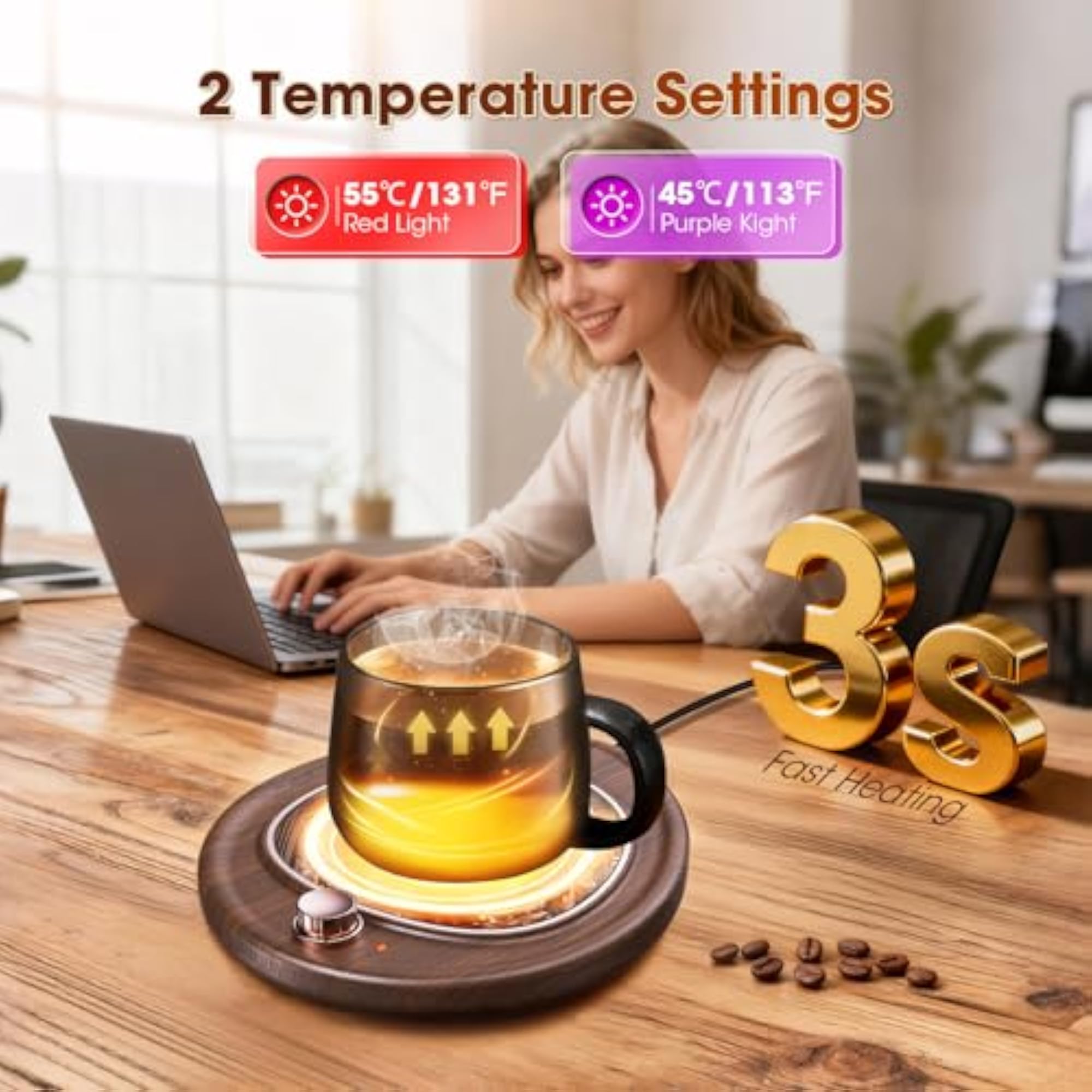 Electric Coffee Mug Warmer with 2 Temperature Settings