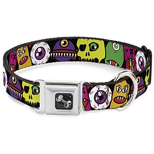 Buckle-Down Monster Nahaufnahmen Hundehalsband Schwarz Mittel