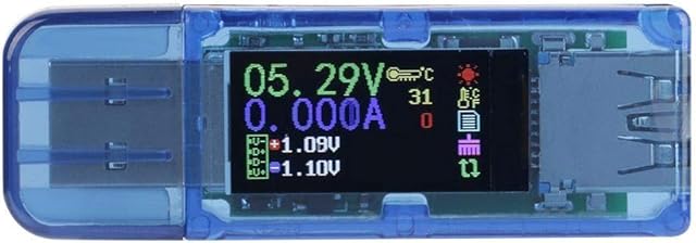USB Tester Color LCD Voltmeter USB Voltage Tester Ammeter Current Power Capacity Meter Detector Reader Multimeter Charger USB Electrical Resistance Safety Tester Capacity of Power Banks with USB Load