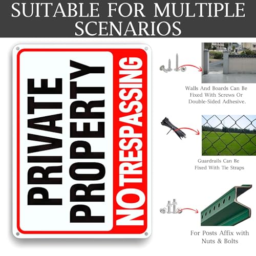image for Lykjdnz 4 Pack Large No Trespassing Signs Private Property, 12x8 Inch 
