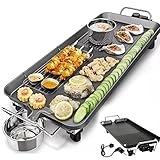 1500W Smokeless Electric BBQ Grill, Versatile Griddle, Hot Plate, Teppanyaki Grill, Non-Stick, Detachable Temperature Control, Party Table Top Cooking for Indoor Outdoor(67 x 29.5 x 8.5cm)