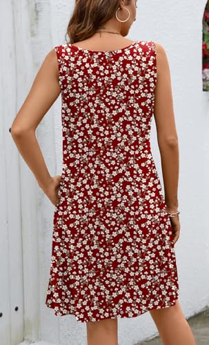 Image of Ladlop Summer Dresses for Women 2026 Beach Loose Casual A Line Dress Sleeveless V-Neck Sundress with Pockets