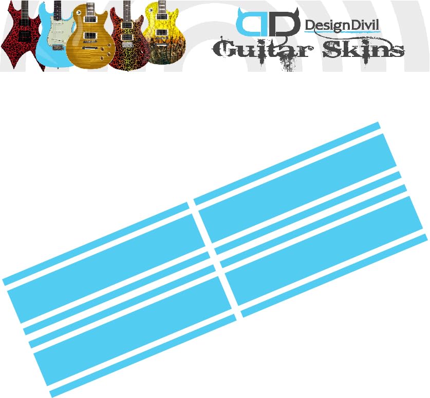 Wide Custom Racing Stripe Decal Vinyl Stickers for Guitars & Basses. Colour Options Available (Light Blue)