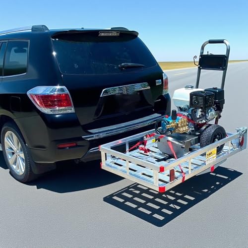 800Lbs Capacity Aluminum Trailer Hitch Cargo Carrier, Mobility Scooter Carrier with Folding Ramp, Fits 2