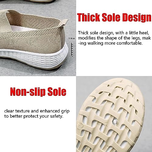 Women's Walking Shoes Slip On Loafers, Memory Foam Flat Sneakers Lightweight Non-Slip Breathable Wedge Driving Shoes4