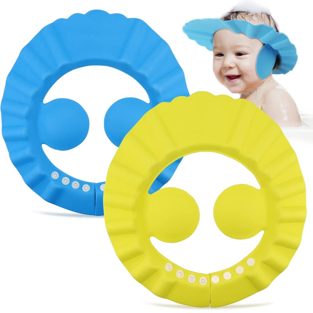 DHVAJ Baby Shower Cap Bathing Cap - 2 Pcs Soft Adjustable Visor Hat Safe Shampoo Shower Bathing Protection Bath Cap for Toddler, Baby, Kids, Children | Multicolor