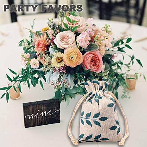 Meta-U Burlap Bags With Drawstring- Storage Bag- Sachets Bag- Gift Pouch For Party | Wedding-12Pcs (13×17Cm(5.2×6.8 Inch), Leaf) #TOP3