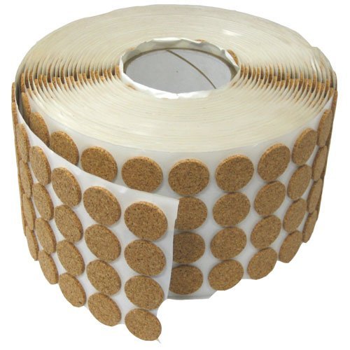 ADHESIVE KISS CUT CORK BUTTON ROLLS 1/8" THICK, 3/4" DIA, 875 PIECES