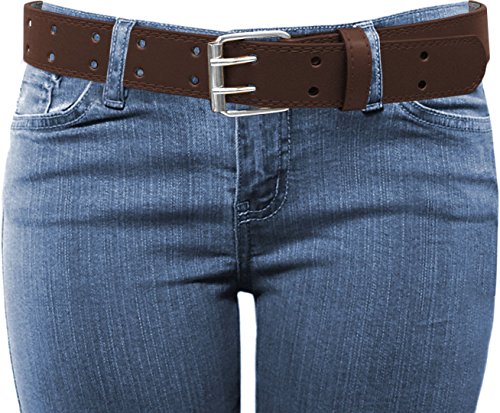 EURO Womens Thick Wide 2 Hole Leather Belt - BN9041