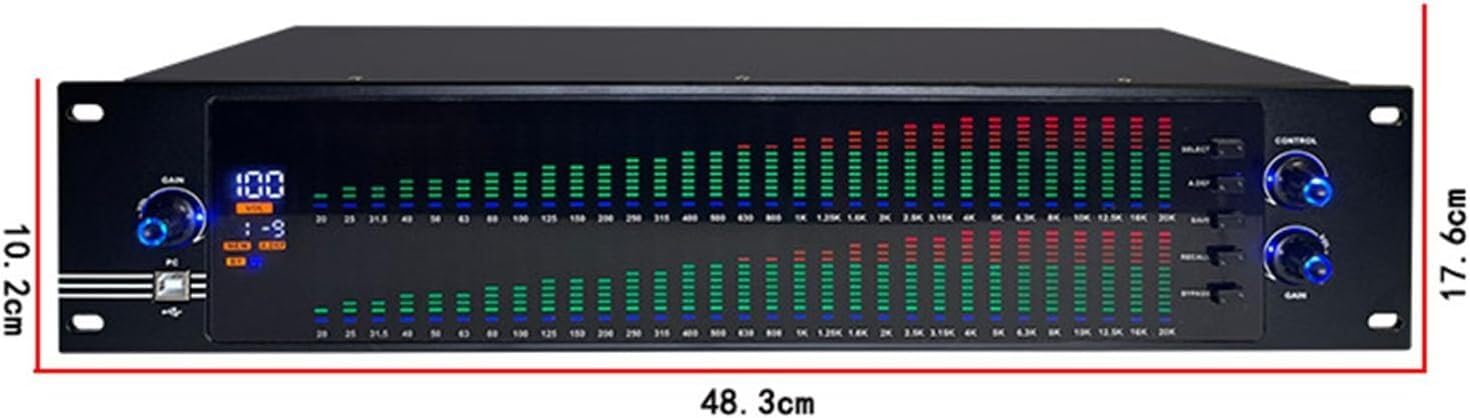 LNNW Equalizery graficzne 31-pasmowy cyfrowy korektor, stereofoniczny graficzny korektor EQ, wyświetlacz widma LED, do studia nagraniowego(Nero)