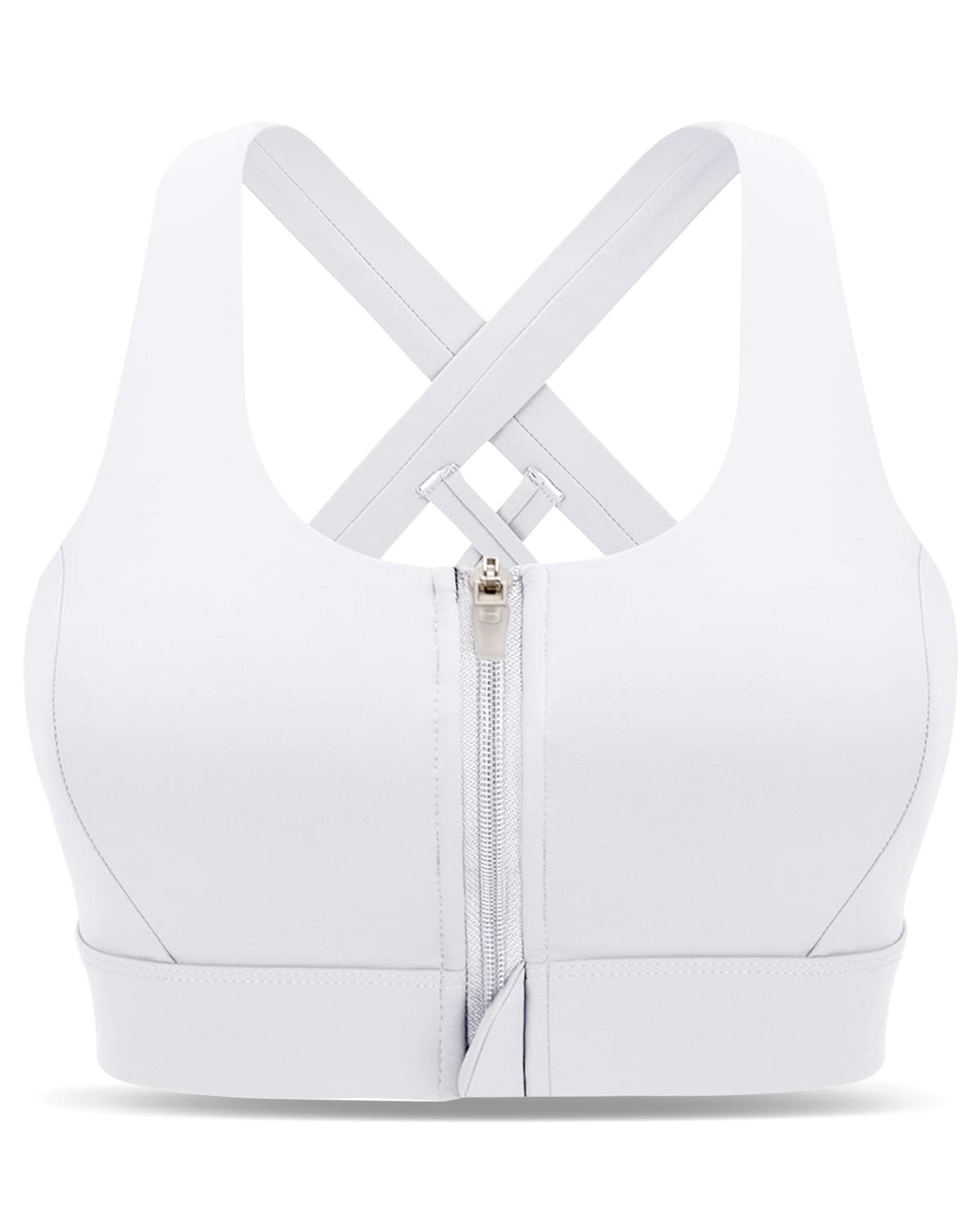 ANCOLOVWomen Sports Bra Pack Zip Front Plus Size Medium Impact High Support Post Surgery Running Workout Bra