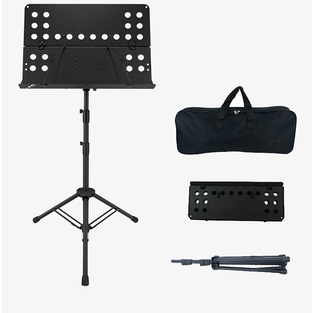 Tragbarer und zusammenklappbarer professioneller Notenständer, höhenverstellbarer mehrfarbiger Notenständer aus Metall (1,58 m/1,8 m), geeignet für Musiker und Profis (Farbe: Schwarz, Größe: A) (Sch