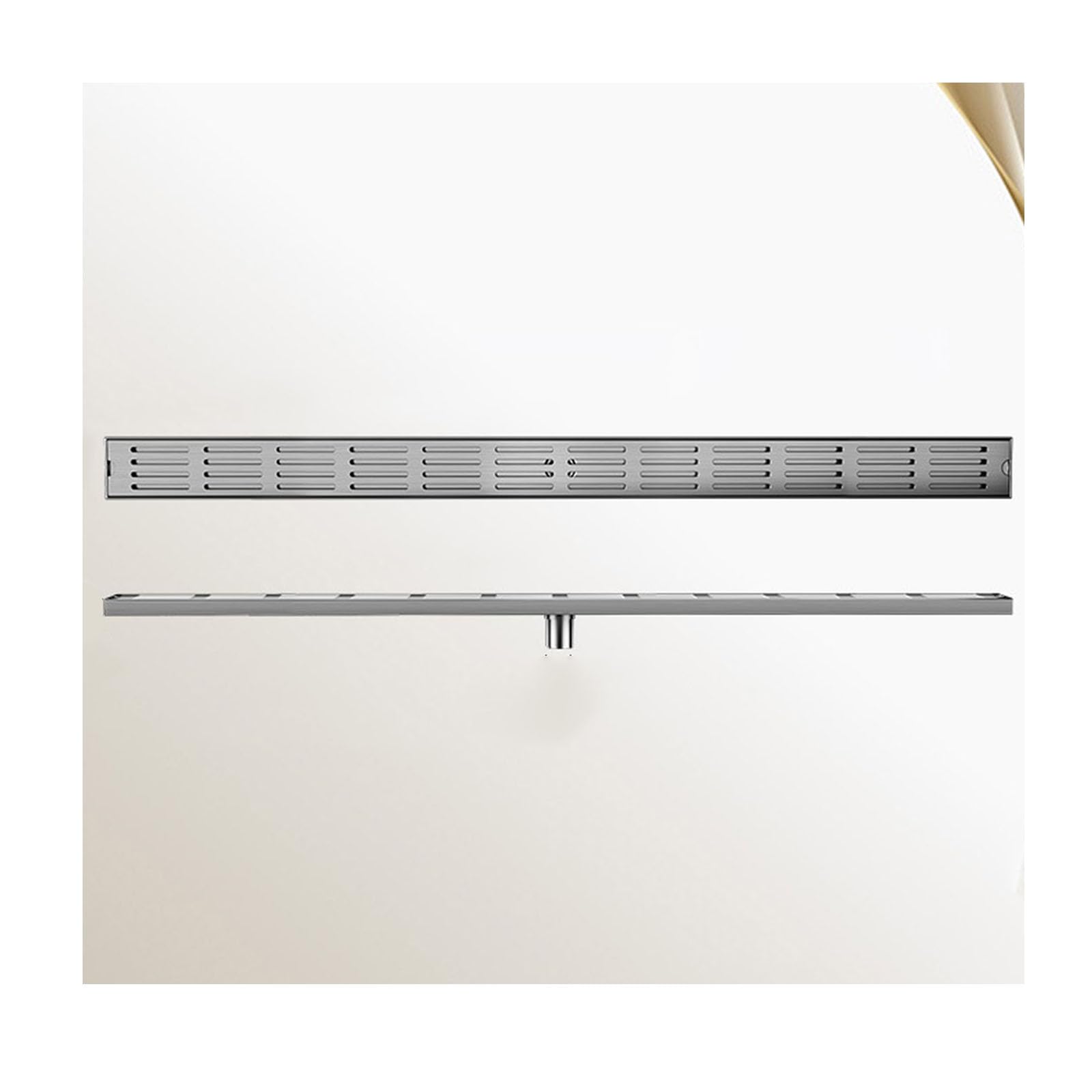 NJDQFA Linear Shower Drain with Removable Grid Grate Cover,Rectangle Shower Floor Drain,Linear Drain with Hair Strainer,Center drainage,8 * 120cm