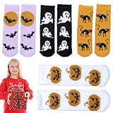 Générique Weiche Halloween-Socken | Haussocken für Halloween, 4 Paar | rutschfest und leuchtend, niedliches Set für Zuhause, Entspannung, Winter, Party, Schlaf