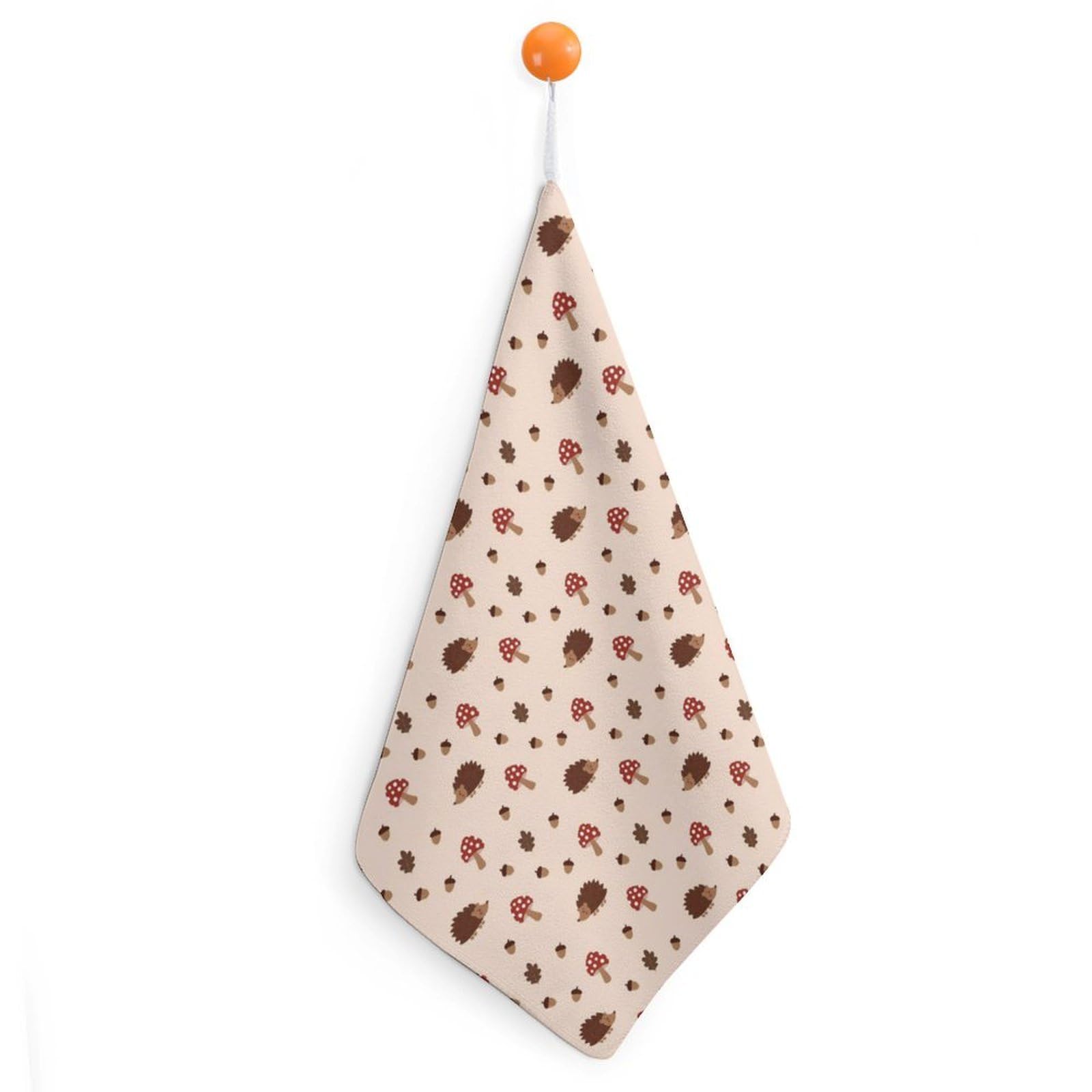 TXFBTRFSA Hedgehog And Mushroom Nut Hand Towels with Hanging Loop Kitchen Towel Handkerchiefs Cleaning Cloths