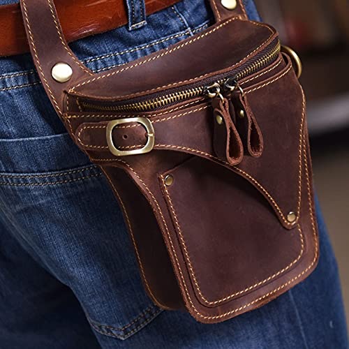 HIIHHIIHI Bolsa de cintura yb, bolsa de cintura masculina moderna simples de couro bovino casual par