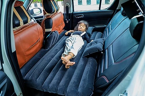 Image of DRUDRAYA Premium Car Inflatable Bed with Pump & 2 Air Pillow | Quick Inflatable Back Seat Bed | Car Inflatable Mattress | Car Bed for Kids, Travel, Camping, Picnic, Pool & Beach| Universal Fit (Black)
