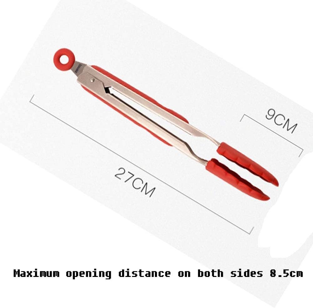 Pinza de Silicona para cocinar, Pinza de Acero Inoxidable para el hogar, Pinza roja para Alimentos de Cocina, Pinzas para Barbacoa, Pinzas para Verduras