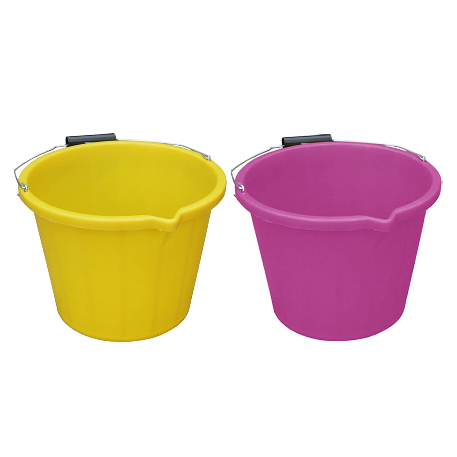 M1ss Pink,Yellow (Pink, Yellow) 14L Litre 3 Gallon Bucket With Grip Handle Heavy Duty Plastic Large Spout Measuring Guide Multipurpose Water Bucket For Cleaning, Bath, Gardening, Fishing, Painting, (Set Of 2)