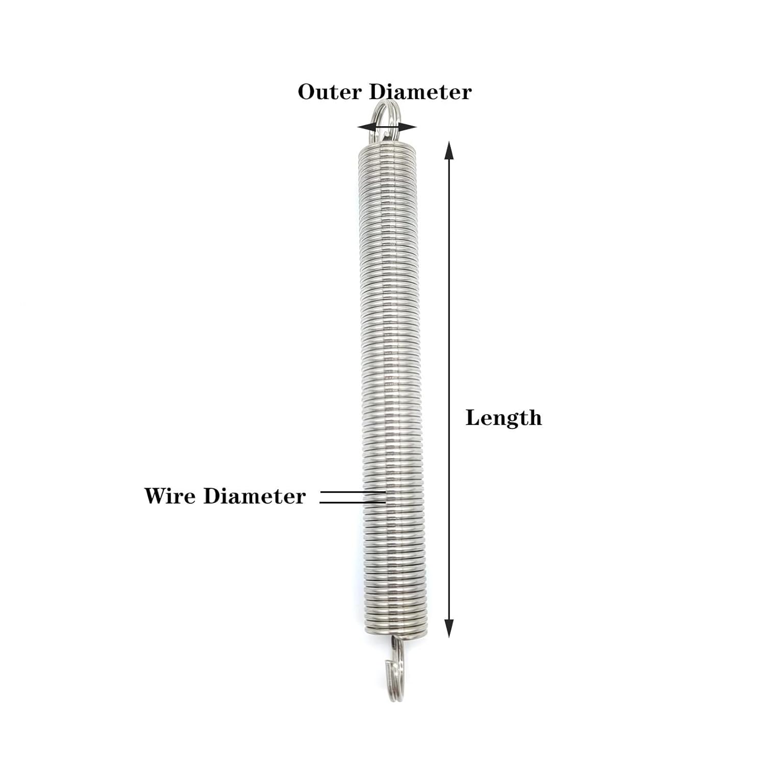 Xhuan-Compression Spring 0.7mm Wire Diameter 6mm Outer Diameter 70-300mm Length 304 Stainless Steel Expansion Small Tension Spring, 2 Pieces, Sturdy Multipurpose(200mm)