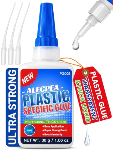 Image of ALECPEA Super Glue for Plastic 30g, Thick Plastic Adhesive with 3 Droppers | Clear High-Viscosity Glue For Cracked Toys, Plastic Housings, Miniatures And Small Household Repairs