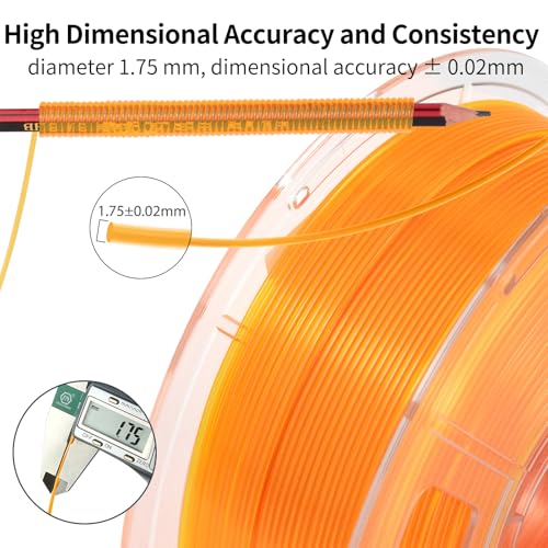 Image of IEMAI Clear TPU Filament 1.75mm, Crystal Transparent Orange, Strong Layer Adhesion, Flexible & Tough 3D Printer Filament for Elastic Prototypes & Functional Parts, 1kg Spool