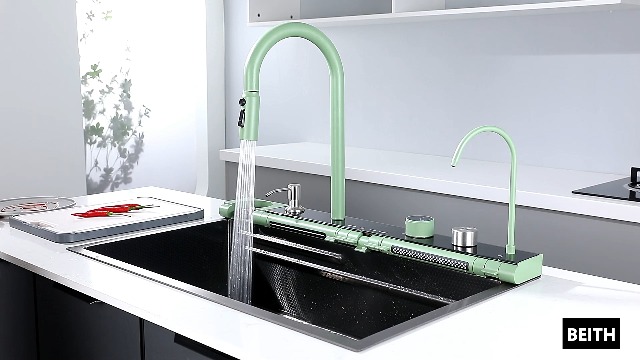 SEPARATE BATH & TODAYFUL　Chill Out Set BEITH Waterfall Kitchen Sink, Modern 29''x17'' Single Bowl