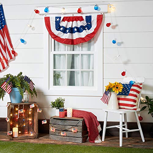 Lights4Fun, Inc. Set Of 3 Patriotic American Flag Flameless Led Battery Operated Pillar Candles With Remote Control #TOP2