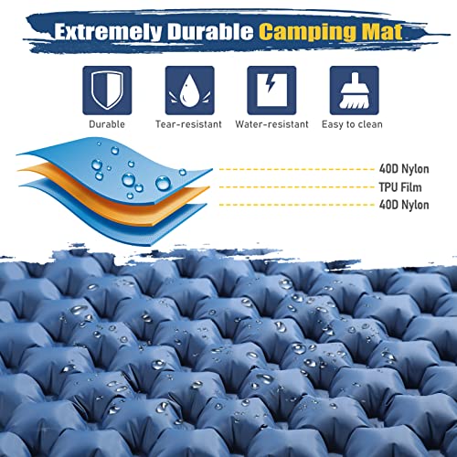 Foto von Elegear Isomatte Camping 2 Personen Outdoor, aufblasbare Luftmatratze Kleine Packmaß Fußpumpe, Schlafmatte Ultraleicht Reißfest Wasserdicht für Camping Trekking Wandern Backpacking-120x200cm