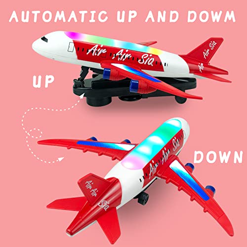Blooming lilies Musical Plane Toys for Toddlers, Airplane Crawling Toys with Smart Steering for Infant Early Educational, Baby Toys for 3+ Year Old Boys Girls