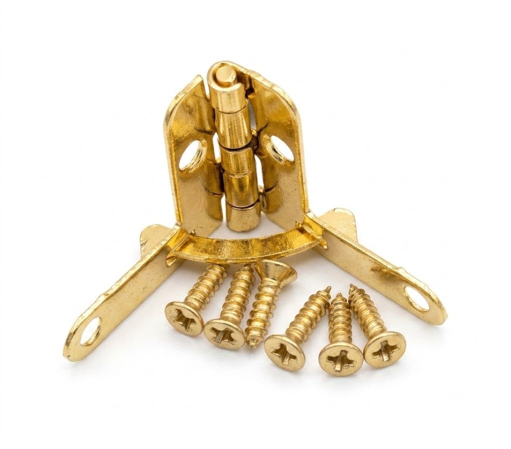 Tia Small Metal Hinge for Wooden Jewelry Box Gift Box Furniture Hardware,Cabinet Door,Small Box Hinge with Screws- (Golden Hinge-23mm-90 Degree, 2Pcs) — Amazon image 4