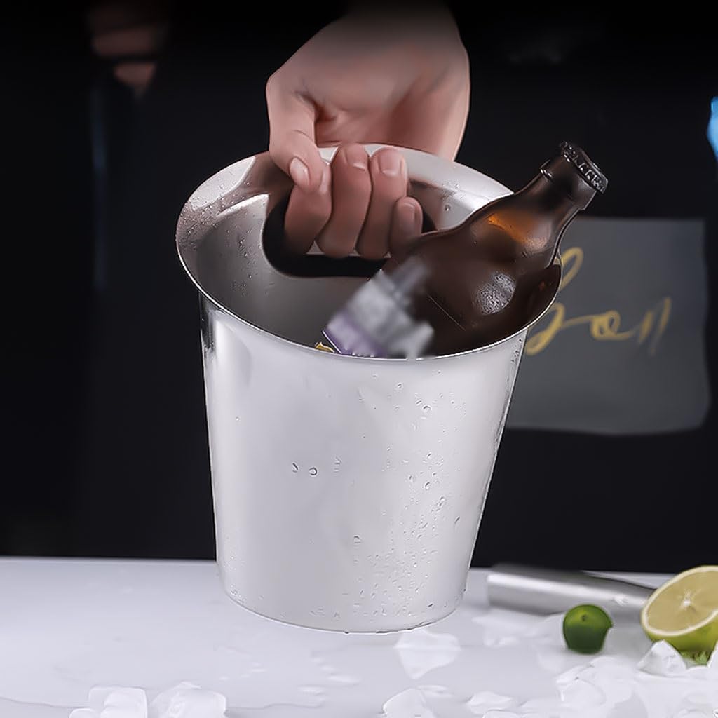 Secchio per birra portatile, per bevande, con specchio riflettente, mantiene cocktail, vino, birra, club, bar, matrimoni, porta ghiaccio (oro, 3 l)