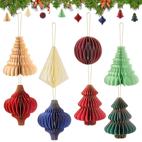 8 Stück Baumschmuck Deko, 3D Christbaumschmuck Aus Papier, Hängende...