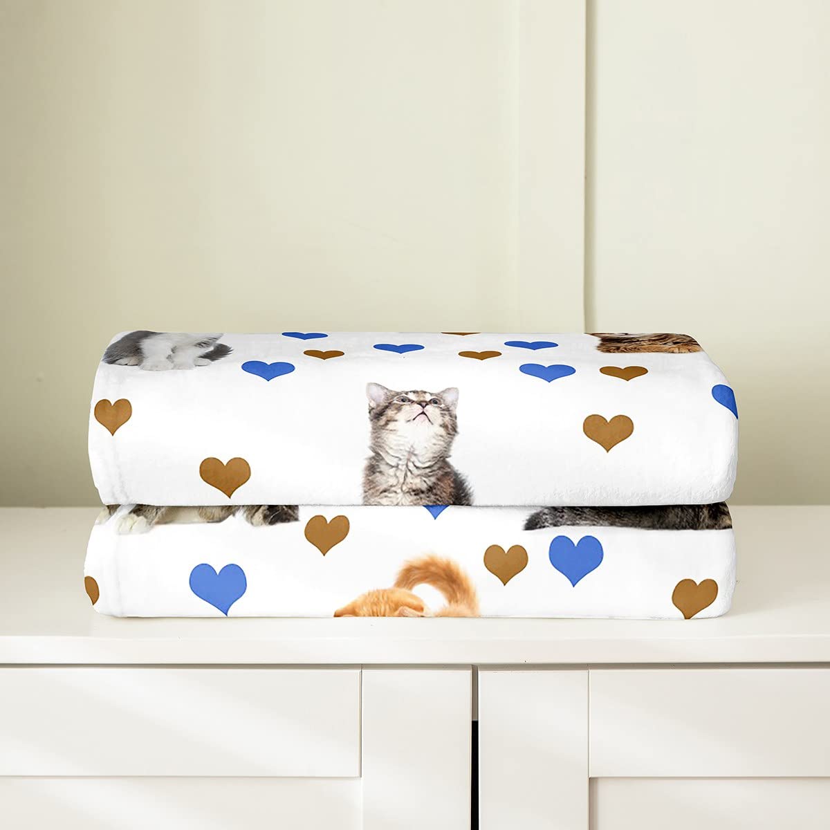 Generico Coperta Plaid Pile 100x150 cm Gatto Bianco E Nero Coperta Flanella Morbida, Coperta in Pile Calda in Sherpa, Coperta da Soggiorno, Coperta da Divano e Letto