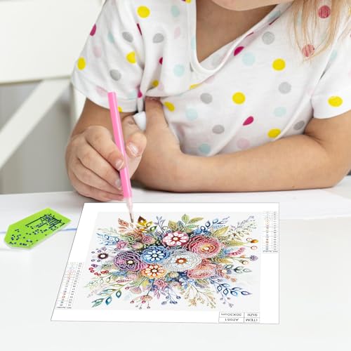 Image of AiYuanzsh 5D Special Shape Flower Diamond Art Kits for Beginners, Floral Diamond Art Kits for Adults, Crystal Rhinestones Diamond Painting for Home Wall Decoration Gift 12x12inch