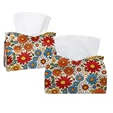 Taschentuchbox mit Gänseblümchen-Motiv, PU-Leder, rechteckig, Organizer...