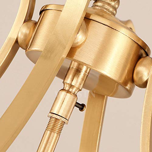 Omoons Warm Simple Modern Chandelier,Bedroom Lamp,Nordic Light Chandelier,Room Dining Room Study,Living Room Lamp,E14 All Copper American Style Chandelier/Copper/55 * 52Cm #TOP1