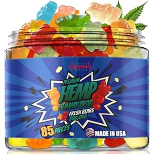Premium Hemp Gummies Natural Hemp Candy Fruity Bears-Great for Relax, Party, Calm, Sleep, Discomfort, Knees, Back-Party Candy-Made In USA-85 Pieces