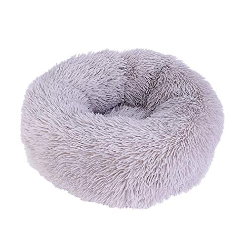 Warm Fleece Dog Bed Round Pet Lounger Cushion for Small Medium Large Dogs Cat Winter Dog Kennel Puppy Mat Pet Bed Grey