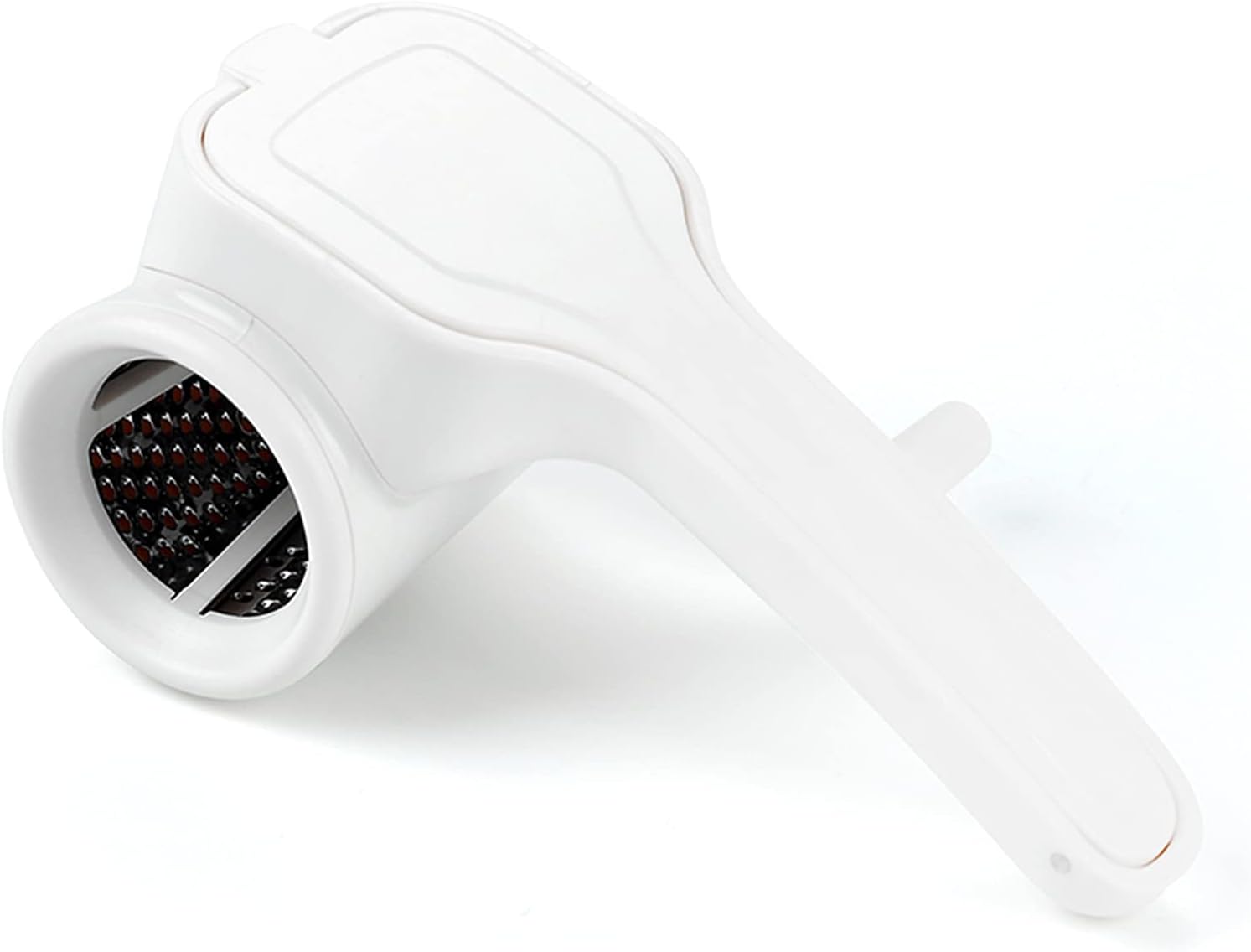 TONMA Multipurpose Classic Rotary Cheese Grater with 304 Stainless Steel Drums, Handheld Cheese Grinder for Parmesan, Cheddar, Nuts, Chocolate,Vegetable, Ergonomic Design (White)