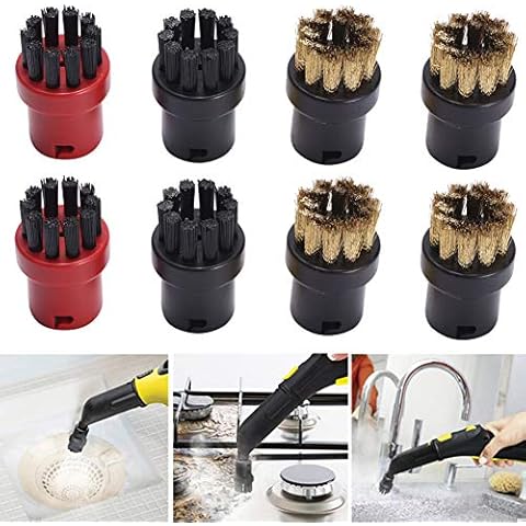 Modonghua 8 Stück Nylon + Messing Drahtbürste Werkzeug, Düsen hartnäckige Entfernung Dampfreiniger für Kärcher SC1 SC2 SC3 SC4 SC5 SC7 CTK10 Cover