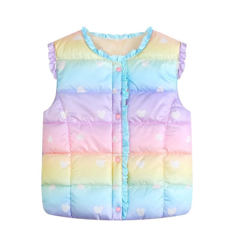 Kids Girls Puffer Vest Winter Lightweight Waistcoat Sleeveless Snap Button Jacket Gradient Purple 3 Years