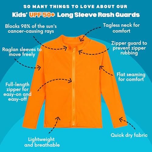 Image of SwimZip UPF 50+ Long Sleeve Rash Guard for Boys' and Girls' - Baby, Toddler, Kids