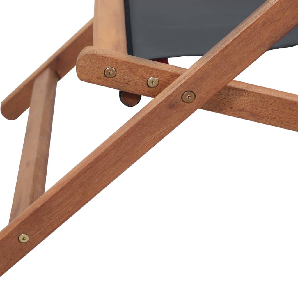 vidaXL Silla Playa Plegable Tela Gris Asiento Piscina Patio Terraza Exterior