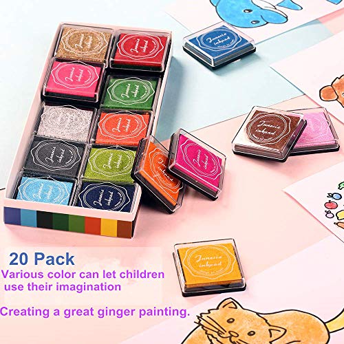 Xoreart Finger Washable Ink Pads For Kids, Non-Toxic, 20 Color Diy Rainbow Craft Ink Pads For Rubber Stamps, Paper, Wood Fabric, Best Gift For Kids (Pack Of 20) #TOP3