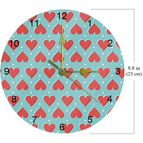 Horloge murale décor d'intérieur cœur rouge facile à lire - 7