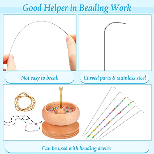 7.5 Inches / 6.3 Inches Big Eye Curved Needles Bead Spinner Needles Stainless Beading Needles Steel String Bead Needle For Sewing (8 Pieces) #TOP4