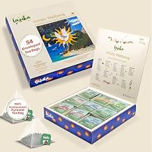 Lazika Herbal Tea Variety Pack with Lovely Presentation Box, 54 Counts, Holistic Wellbeing Tea Assortment Gift Set, Premium Collection with Pyramid Infuser Bag, Handcrafted
